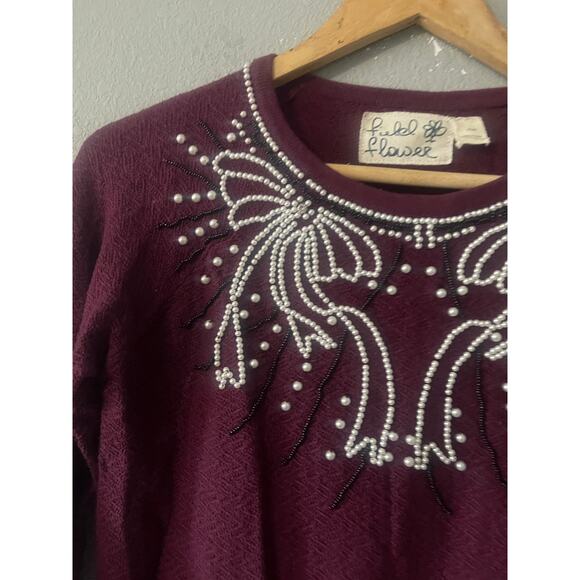 Anthropologie Pearled Pearl Bow Pullover Sweater‎ by Field Flower - Picture 5 of 7